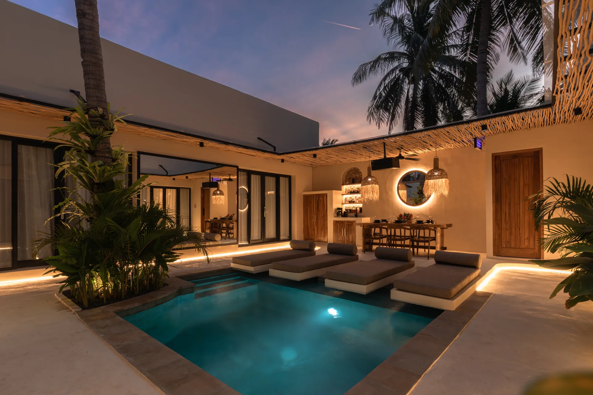 KOA One Villa private pool at dusk on Gili Trawangan